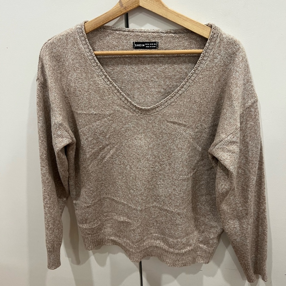 Sandro Beige V-Neck Sweater for Women